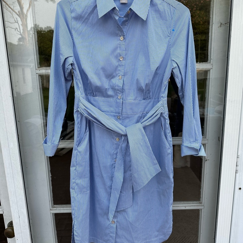 Chico’s Striped Tie Waist Shirt Dress - Picture 5 of 12